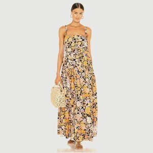 Floral Tiered Maxi Dress - Yellow Floral
